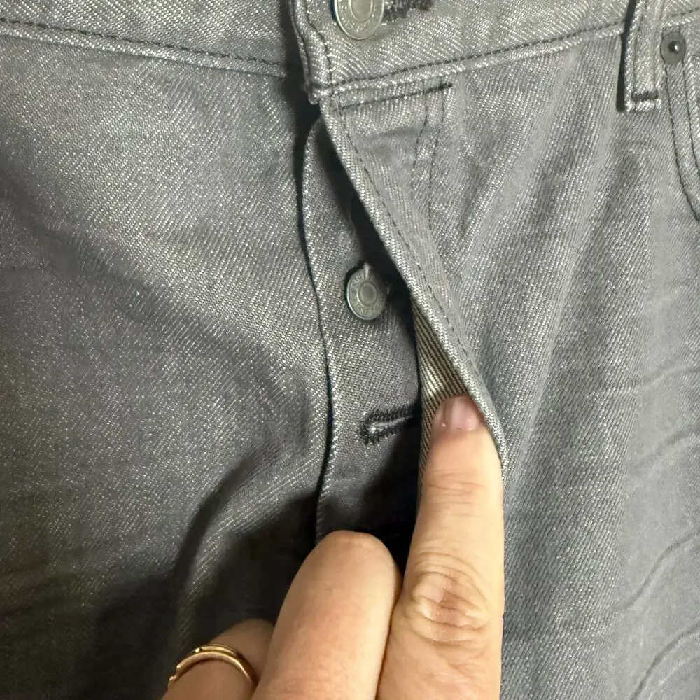 Levis 501 Button Fly Jeans Mens 42x32 Gray Straight Original Denim NEW